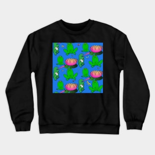 The Dumbest Lads Frogs in a Pond Having A Snack in Sky Blue Crewneck Sweatshirt